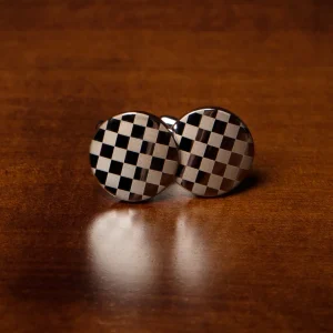 Gemelli Argentati con Motivo a Scacchi