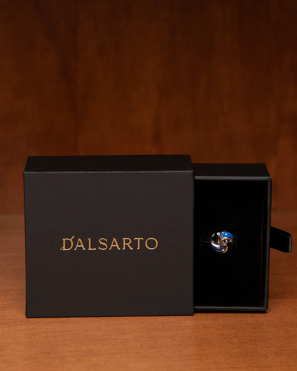 Gemelli intrecciati argentati e blu - immagine 5