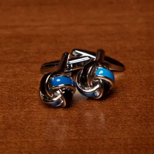 Gemelli intrecciati argentati e blu