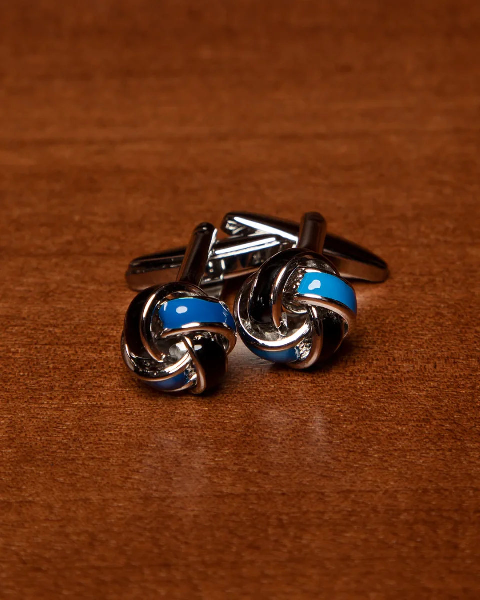 Gemelli intrecciati argentati e blu
