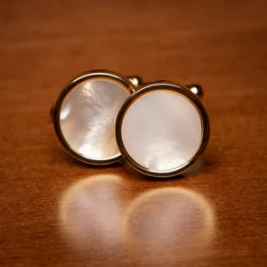 Gemelli Color Oro con Dettaglio Effetto Madreperla