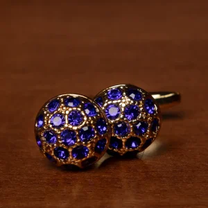 Gemelli Color Oro con Pietra Incastonata Blu