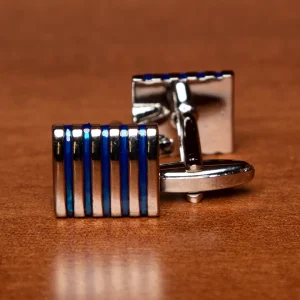 Gemelli Rettangolari Color Argento e Blu