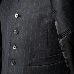 Gilet Grigio Gessato Monopetto