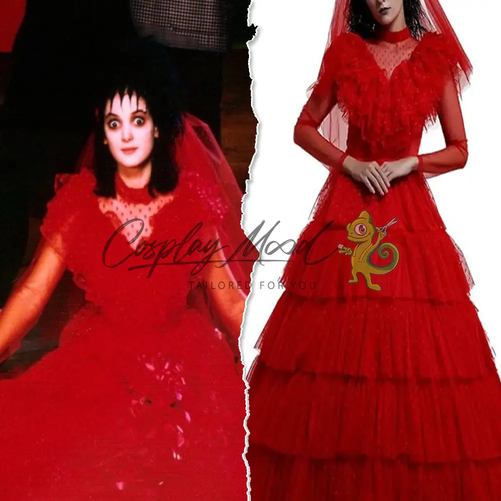 Costume Cosplay Lydia Deedz Abito da cerimonia Beetlejuice 1988 - immagine 3