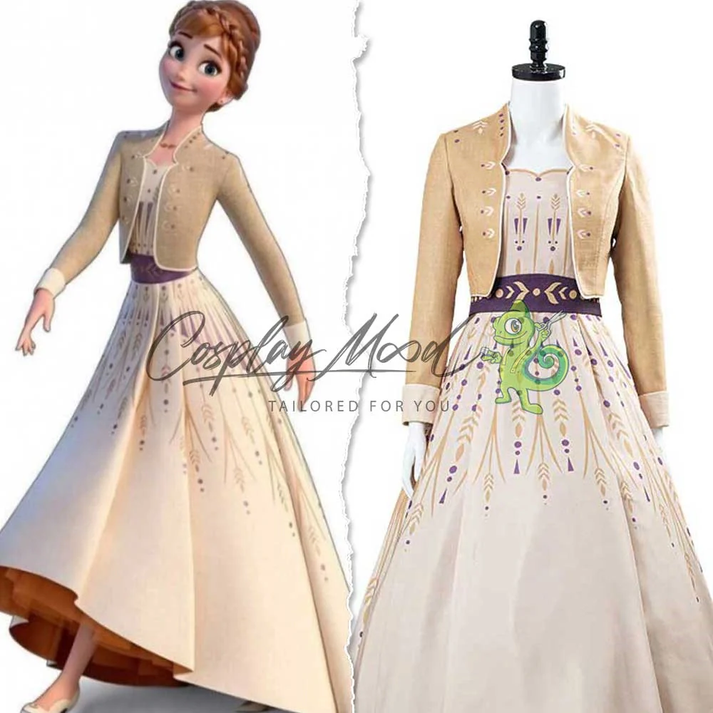Costume Cosplay Anna Abito Crema Frozen II Disney - immagine 3
