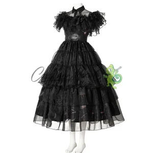 Costume Cosplay Mercoledì Addams vestito da ballo Wednesday Netflix