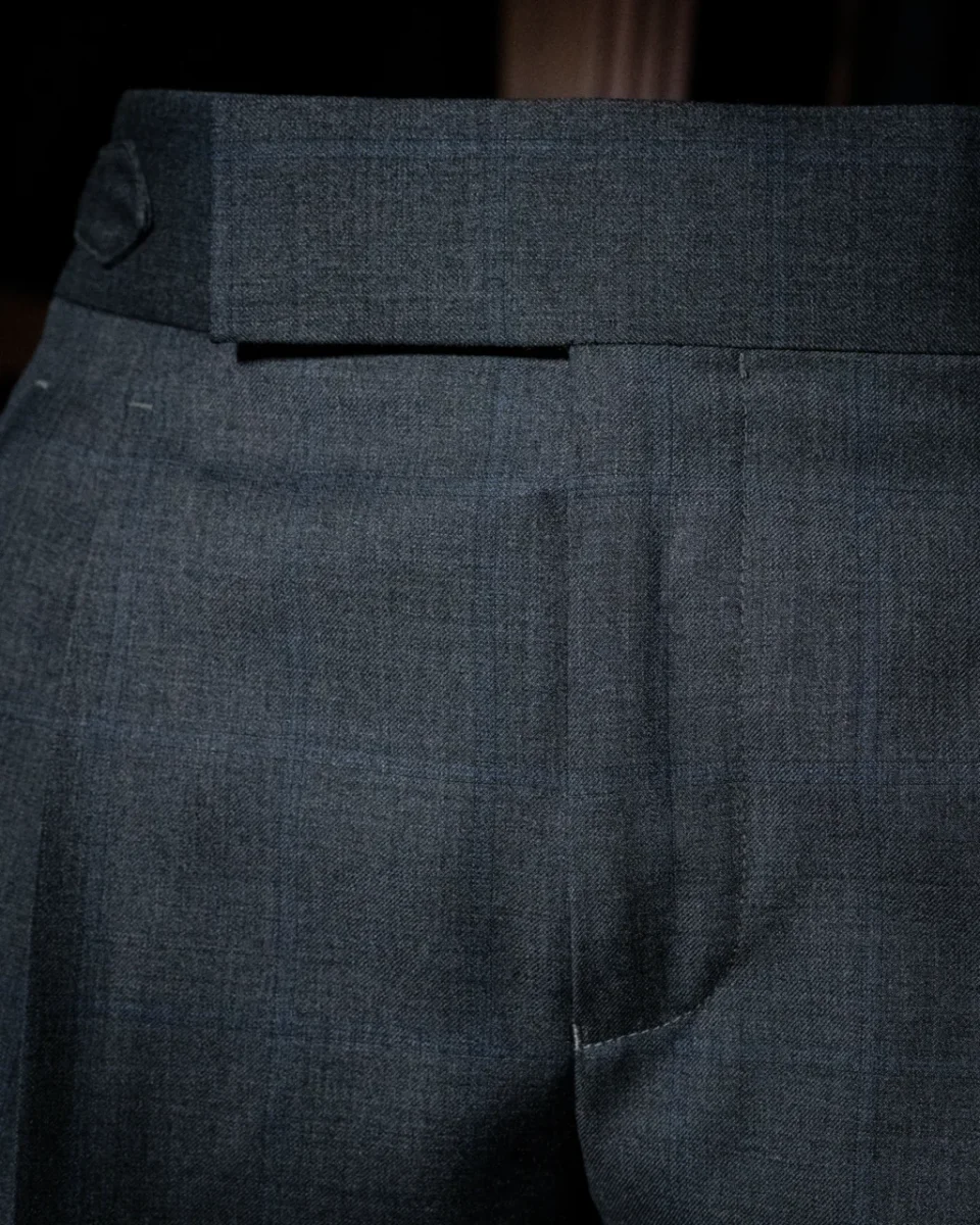 Pantalone Borromini Grigio Scuro Quadri Blu - immagine 6