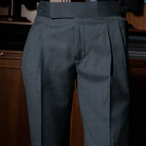 Pantalone Borromini Grigio Scuro Quadri Blu