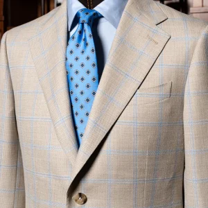 Giacca Giotto Avana Con Quadri Azzurri