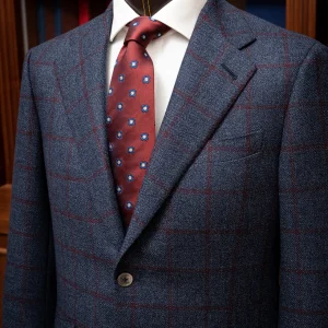 Giacca Giotto Blu Con Quadri Rossi