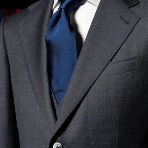 Abito Giotto Grigio Quadri Blu con Gilet