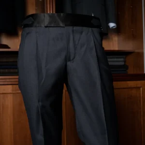 Pantalone Smoking Grigio Scuro con Raso