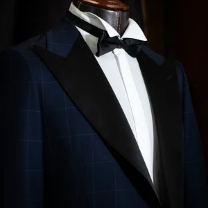 Smoking Michelangelo Blu a Quadri con Rever Nero