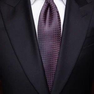 Cravatta Blu con Microfantasia Rombi Rossi