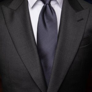 Cravatta Blu Notte con Micropuntini Bianchi