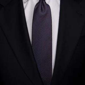 Cravatta Jacquard Bordeaux Con Motivo Ellittico Blu Cobalto