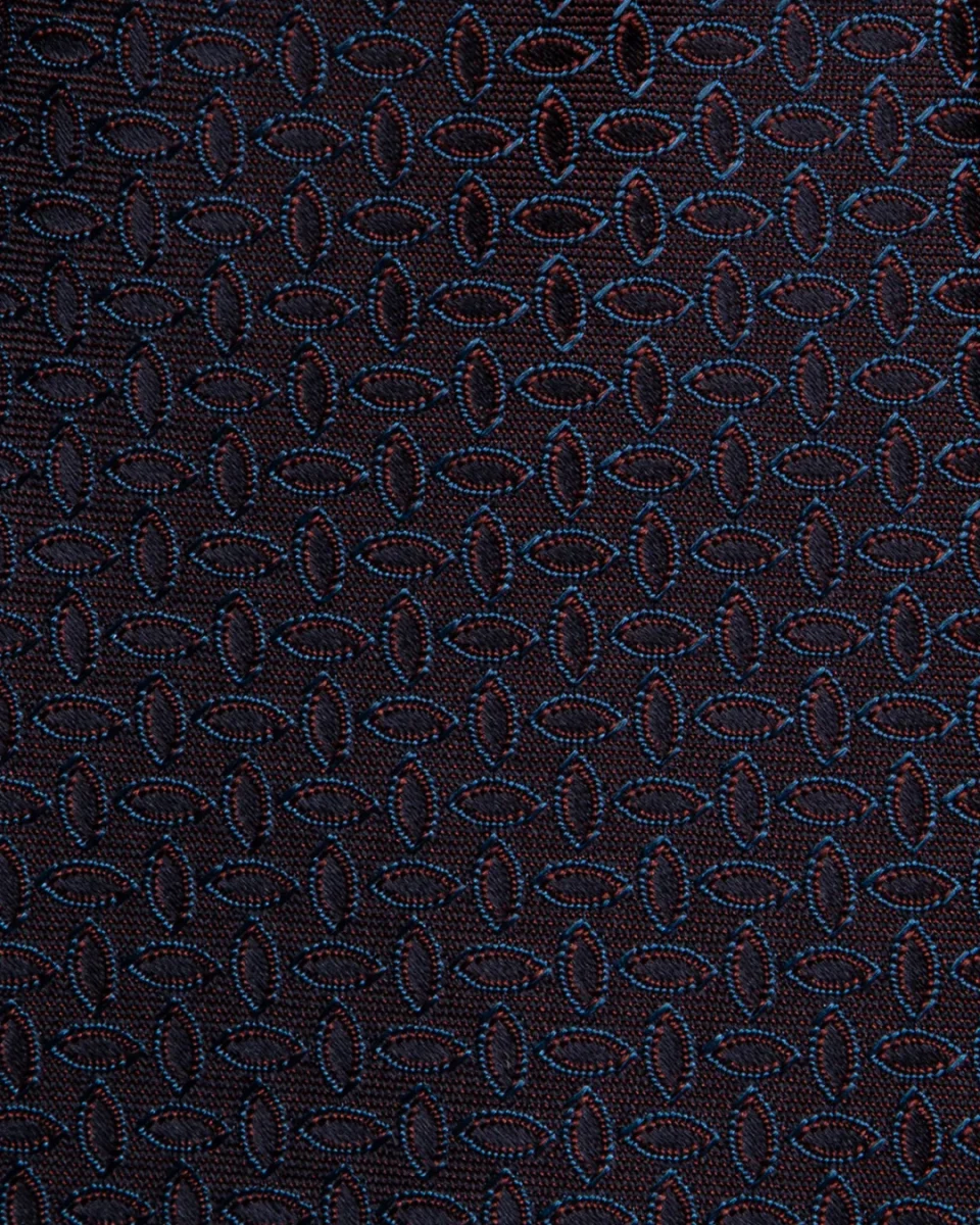 Cravatta Jacquard Bordeaux Con Motivo Ellittico Blu Cobalto - immagine 7