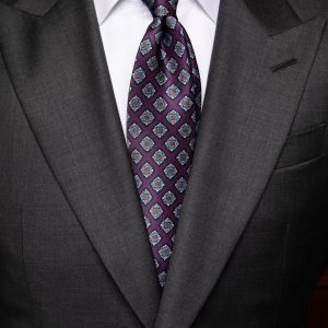 Cravatta Viola con Rombi Azzurri e Grigi