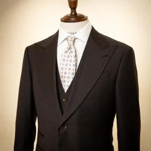 Abito Bernini Pied de Poule Marrone con Gilet