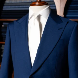 Abito Bernini Blu Chiaro Spinato con Gilet