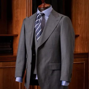 Abito Bernini Grigio Chiaro Spinato con Gilet