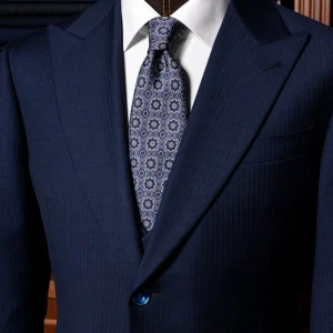 Abito Bernini Spinato Blu Navy con Gilet