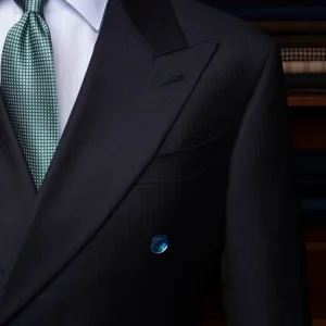 Abito Canova Doppiopetto Blu Scuro Spinato