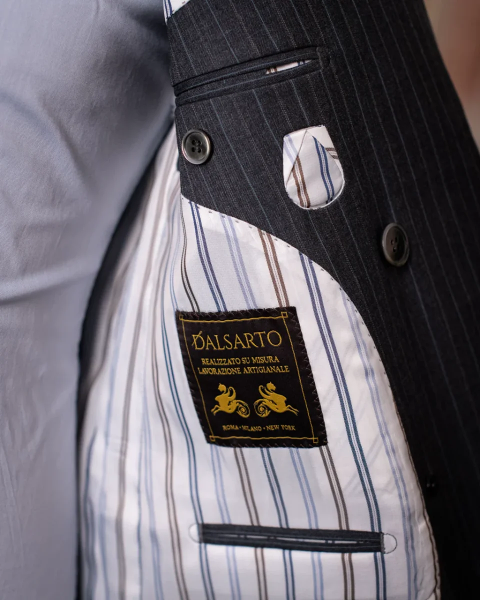 Abito Canova Grigio Scuro Gessato - immagine 6