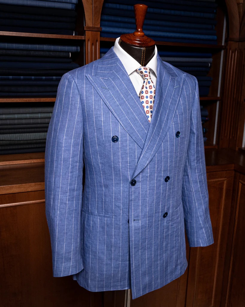 Abito Canova Sfoderato Blu Gessato - immagine 6