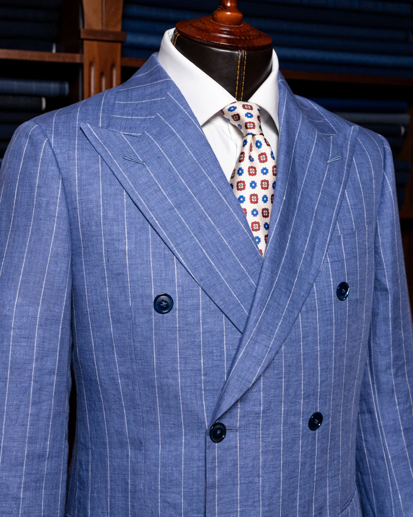 Abito Canova Sfoderato Blu Gessato - immagine 7