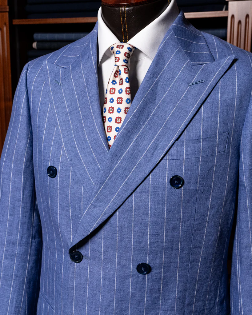 Abito Canova Sfoderato Blu Gessato