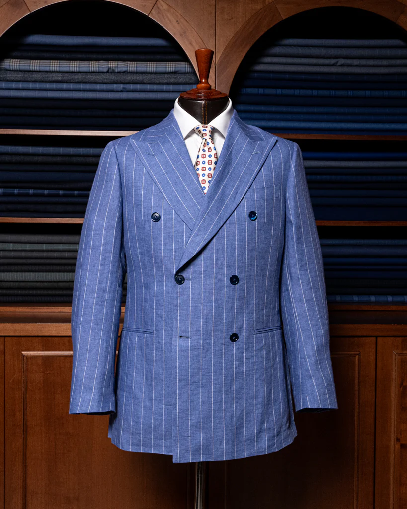 Abito Canova Sfoderato Blu Gessato - immagine 3