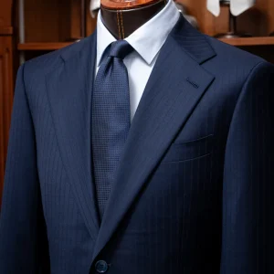 Abito Giotto Gessato Tono su Tono Blu Pavone