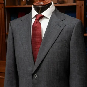 Abito Giotto Grigio Cenere con Quadri Rossi