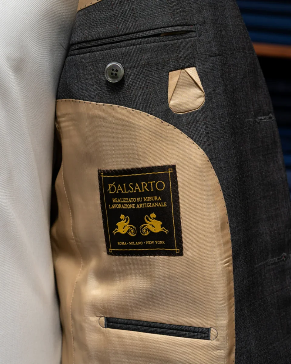 Abito Giotto Grigio Cenere con Quadri Rossi - immagine 7