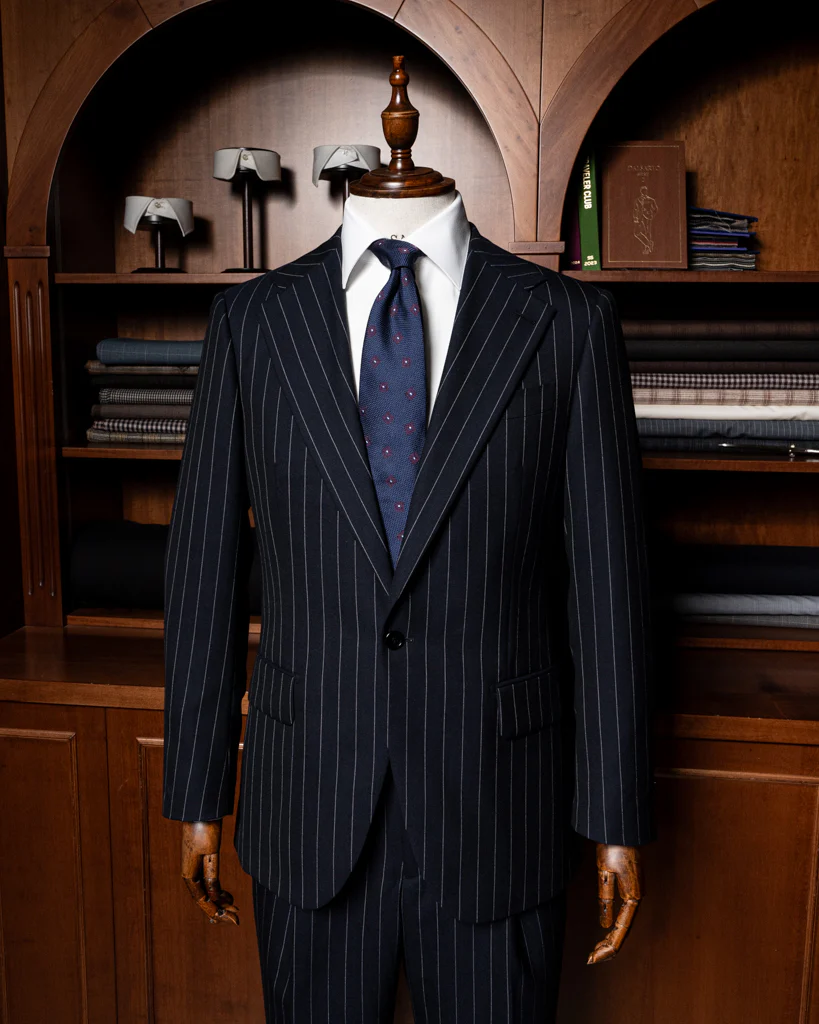 Abito Modernico Gessato Blu Scuro - immagine 4