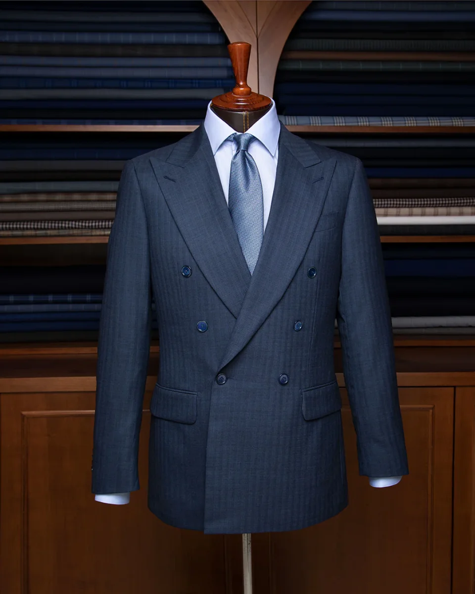 Abito Perugino Spinato Blu - immagine 3