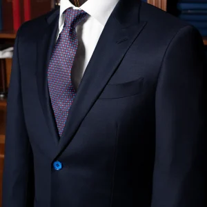 Abito Bernini Blu Scuro con Rever Stretto e Gilet