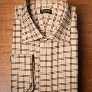 Camicia Beige a Quadri