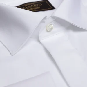 Camicia Bianca Smoking con Abbottonatura Coperta e Polso Gemello