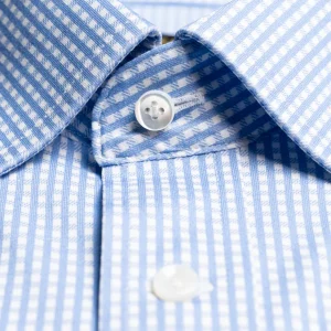Camicia Button Down Quadri Azzurri