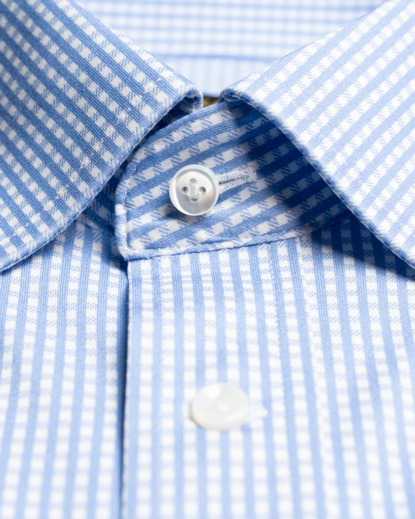Camicia Button Down Quadri Azzurri