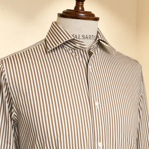 Camicia Stretch Bacchettata Marrone