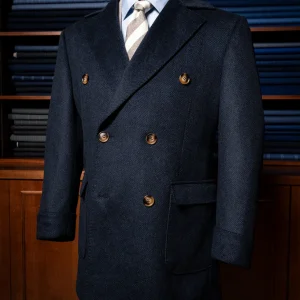 Cappotto Blu Spinato