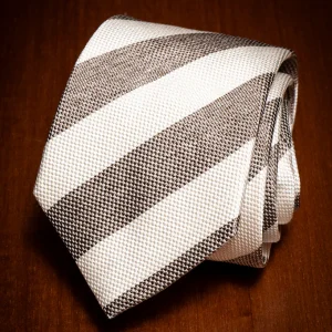 Cravatta Bianca e Marrone a Righe