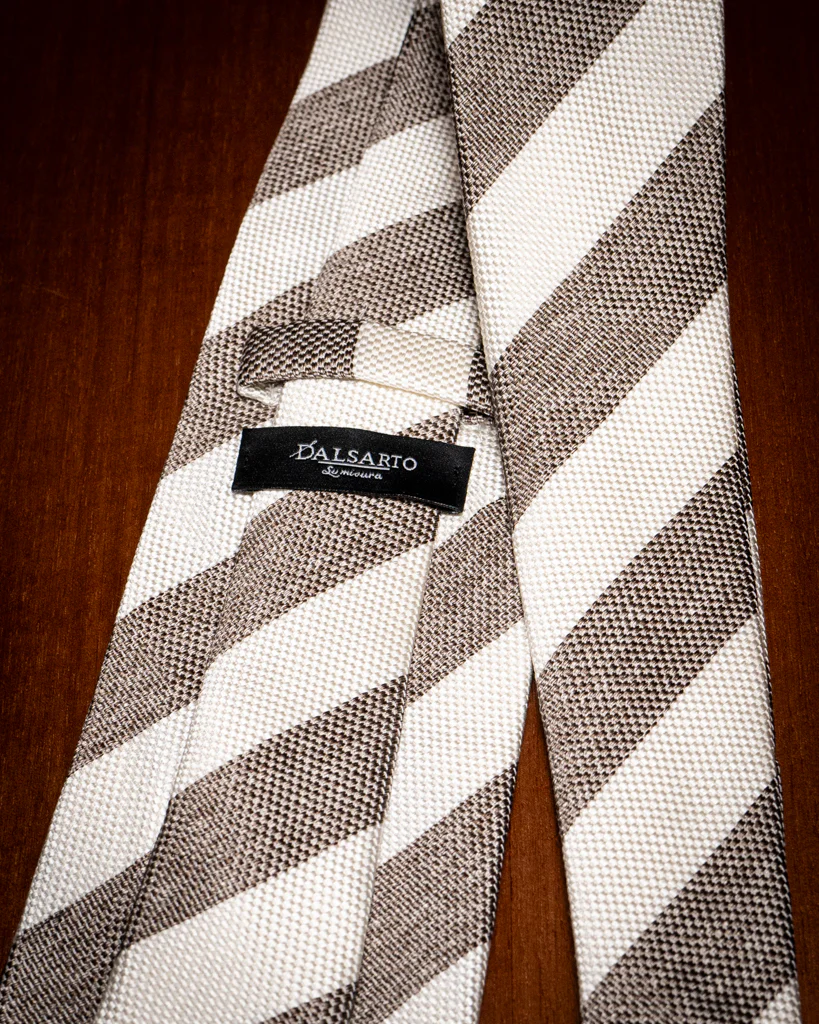 Cravatta Bianca e Marrone a Righe - immagine 6