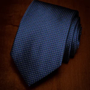 Cravatta Blu con Micro Fantasia Pois Gialli