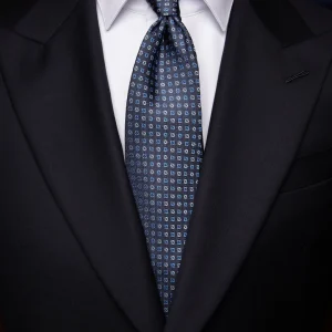 Cravatta Blu con Microquadri Azzurri