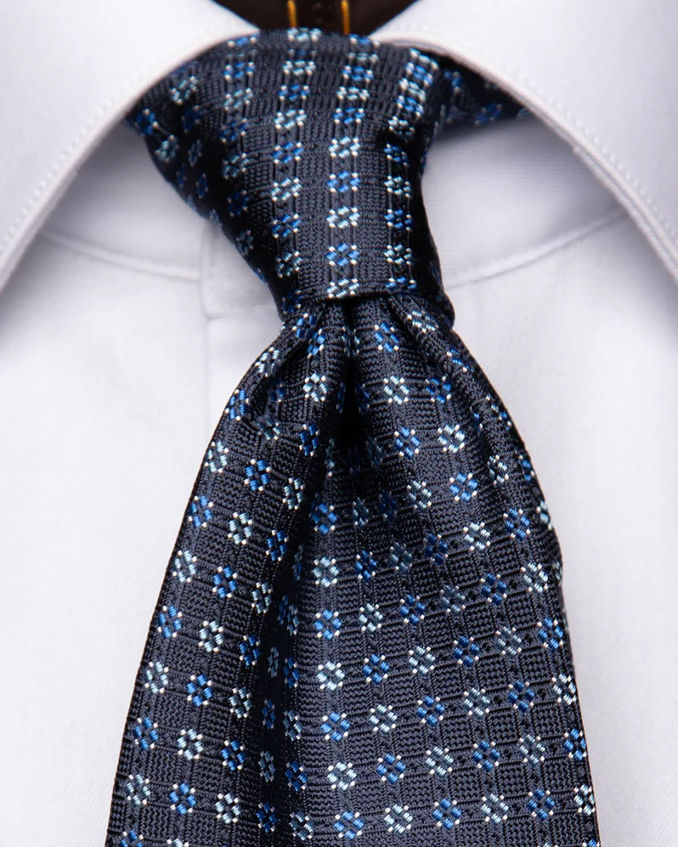 Cravatta Blu con Microquadri Azzurri - immagine 4